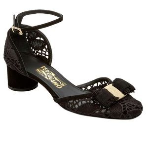 Ferragamo Women Size 5.5 Enny Lace Two-Piece Pumps
